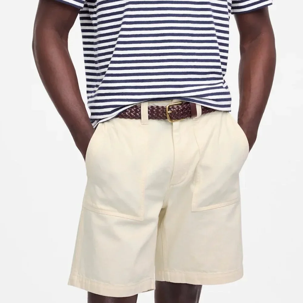 Madewell Men's Patch Pocket Shorts Summer Denim Cream Size 30 NWOT